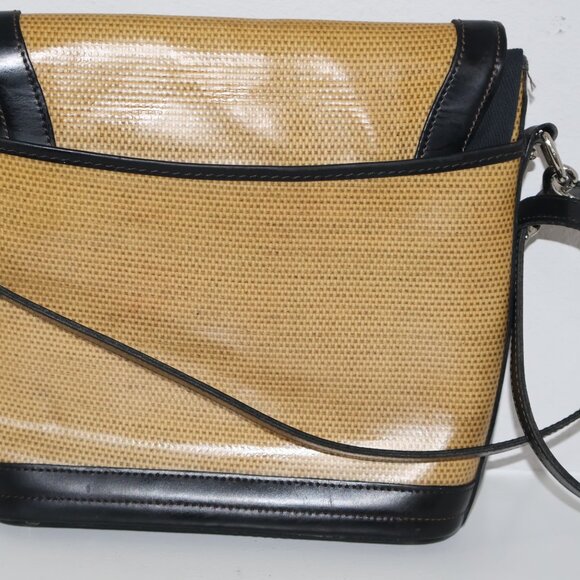 Dooney & Bourke Tan Black Canvas Leather Crossbody Bag Adjustable Strap - Picture 14 of 16